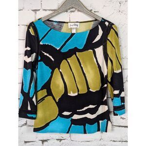 JOSEPH RIBKOFF Artsy Vibrant Colorblock Knit Jersey Top Size 10